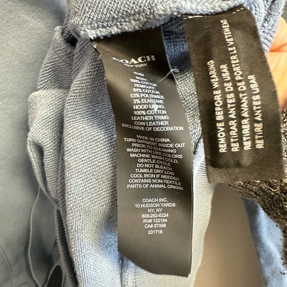 Coach New York Cotton Hoodie Blue Varsity Cursive C Size Large **See Description - Picture 7 of 13